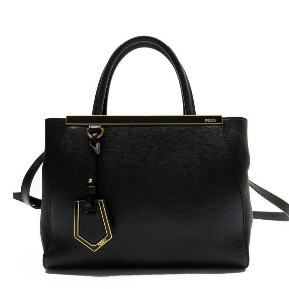Fendi Leather Handbag Black Bag Shoulder Toujours - Picture 2 of 3
